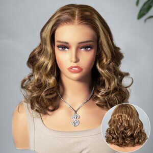 12 inch pre plucked, pre bleached honey blond 100% human hair wig